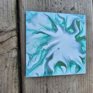 Abstract Green and White Canvas Art